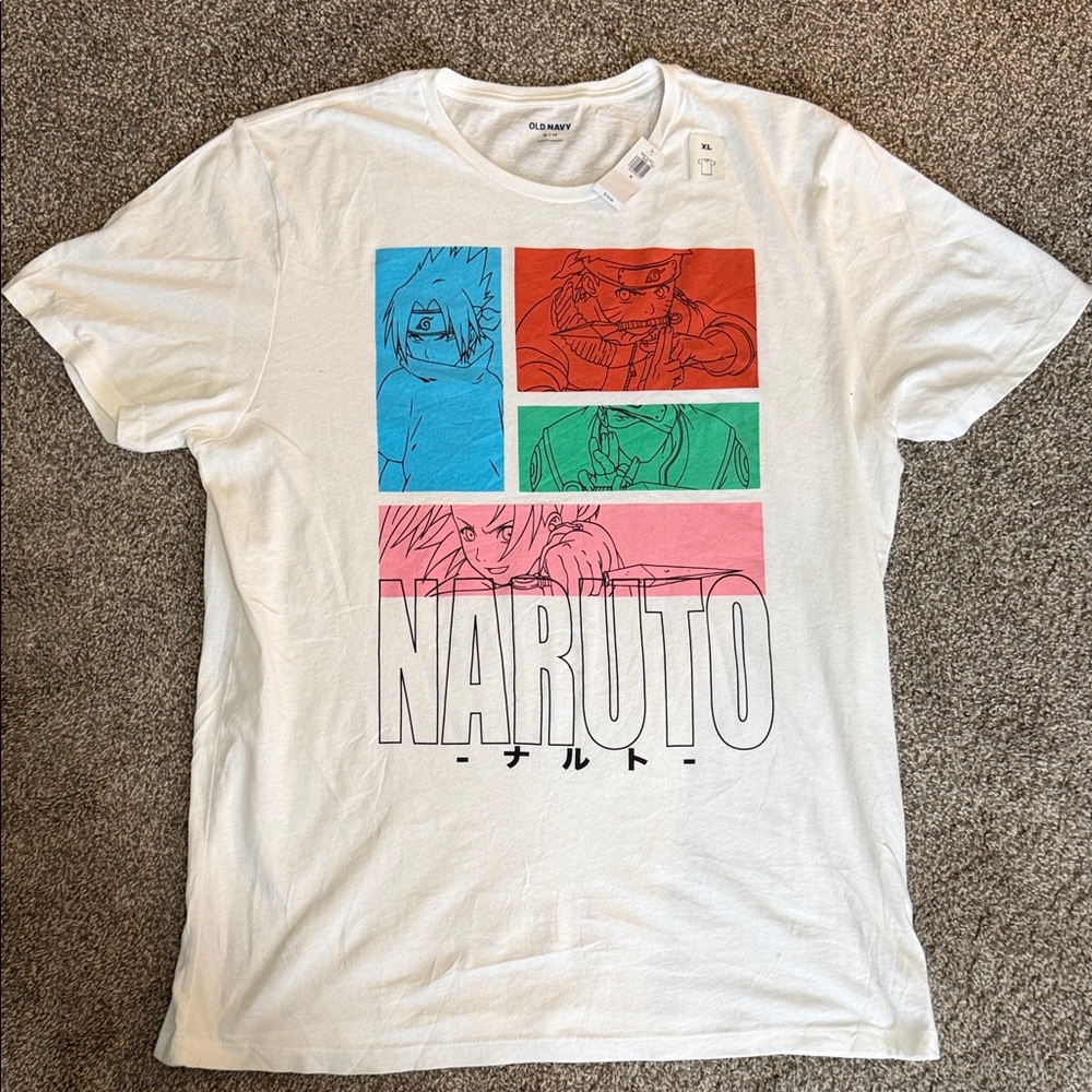 Old Navy Naruto Graphic Tee - White with Multicolor Panels
